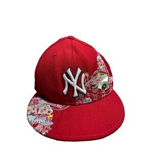 New Era 59Fifty New York Yankees Baseball Cap MLB Red Hat Embroidered